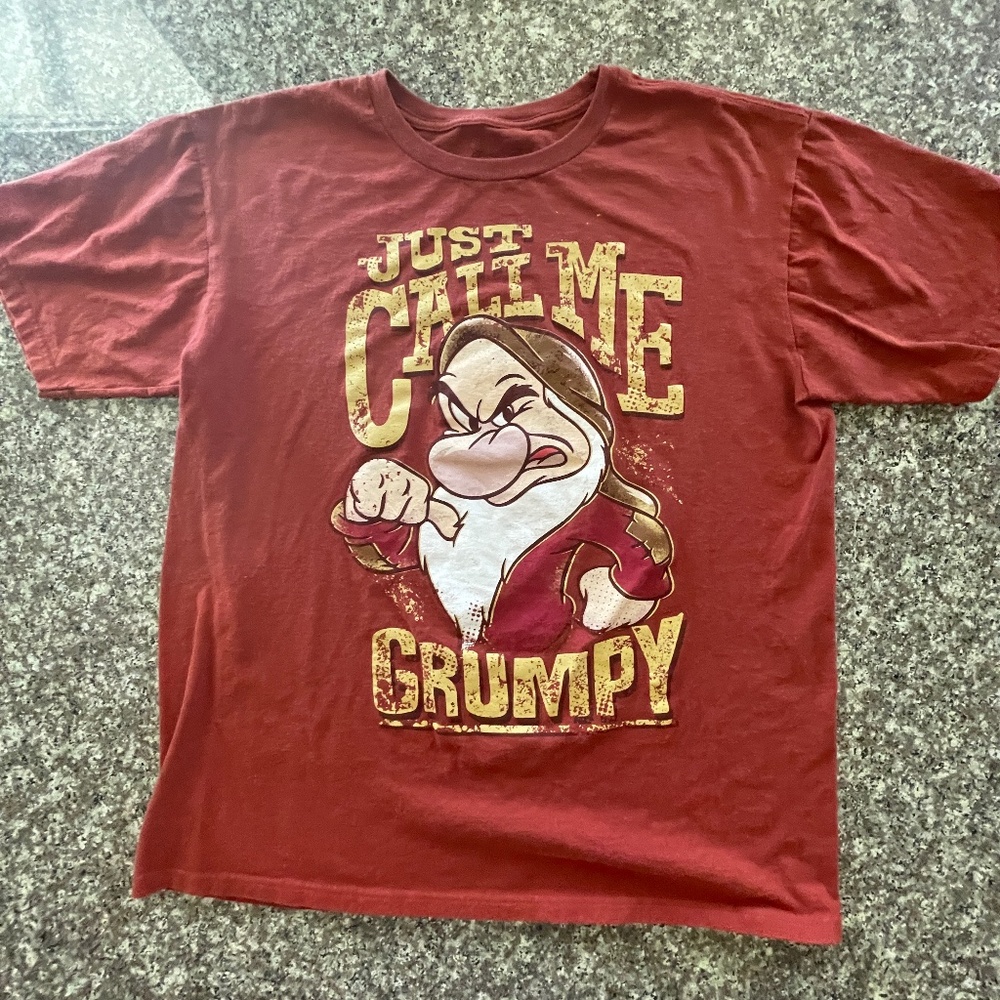 Disney Men’s Tee shirt Size Large Redish color Grumpy